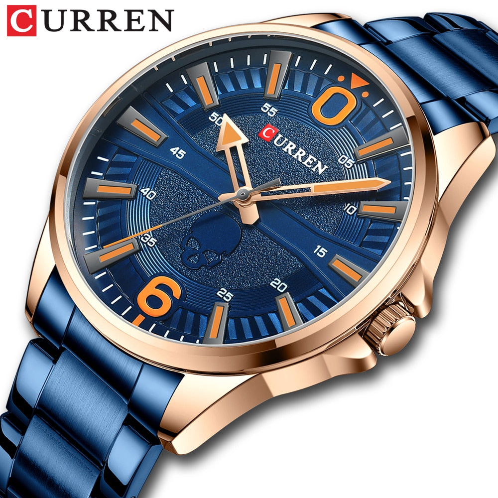 CURREN New Fashion Watches for Men Top Brand Luxury Quartz Mens Watch Mesh Steel Ultra Thin Wristwatch Male Sport Clock Reloj