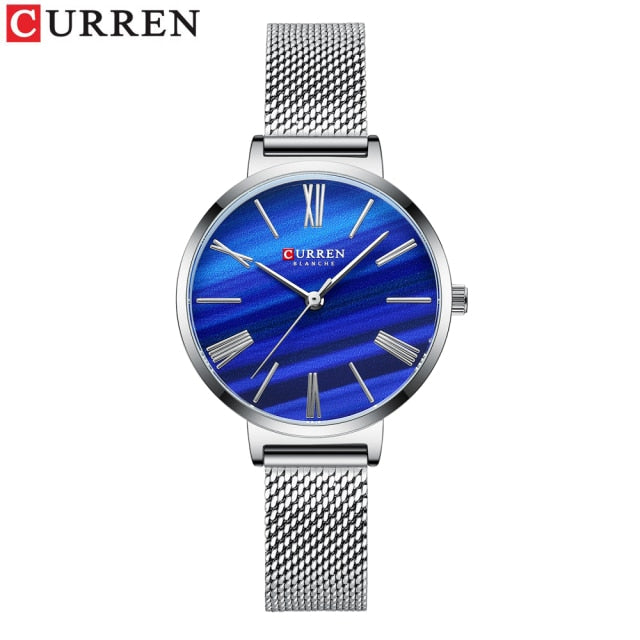 CURREN Fashion Luxury Watches for Women Malachite Green Quartz Dress Bracelet Wristwatch with Leather Female Clock