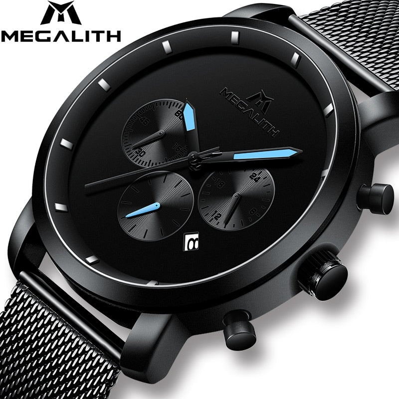 Relogio Masculino MEGALITH Fashion Watches Men Waterproof Analogue Chronograph Watch For Men Top Brand Luxury Sport Quartz Clock