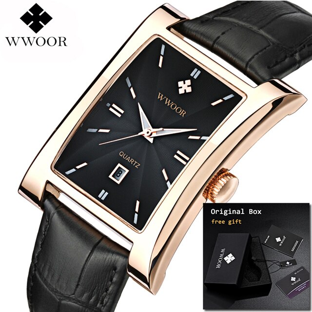 2019 New Fashion Square Men Wristwatch Genuine Leather Luminous Men Wrist Watch Top Brand Luxury Waterproof  Male Watch Cock