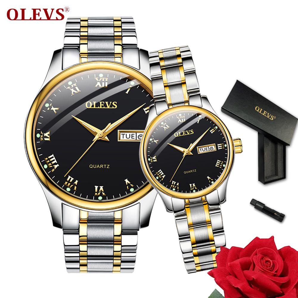 OLEVS Men watches women Top brand Luxury Couple watch Auto date week Clock Stainless steel fashion waterproof watch relogio saat